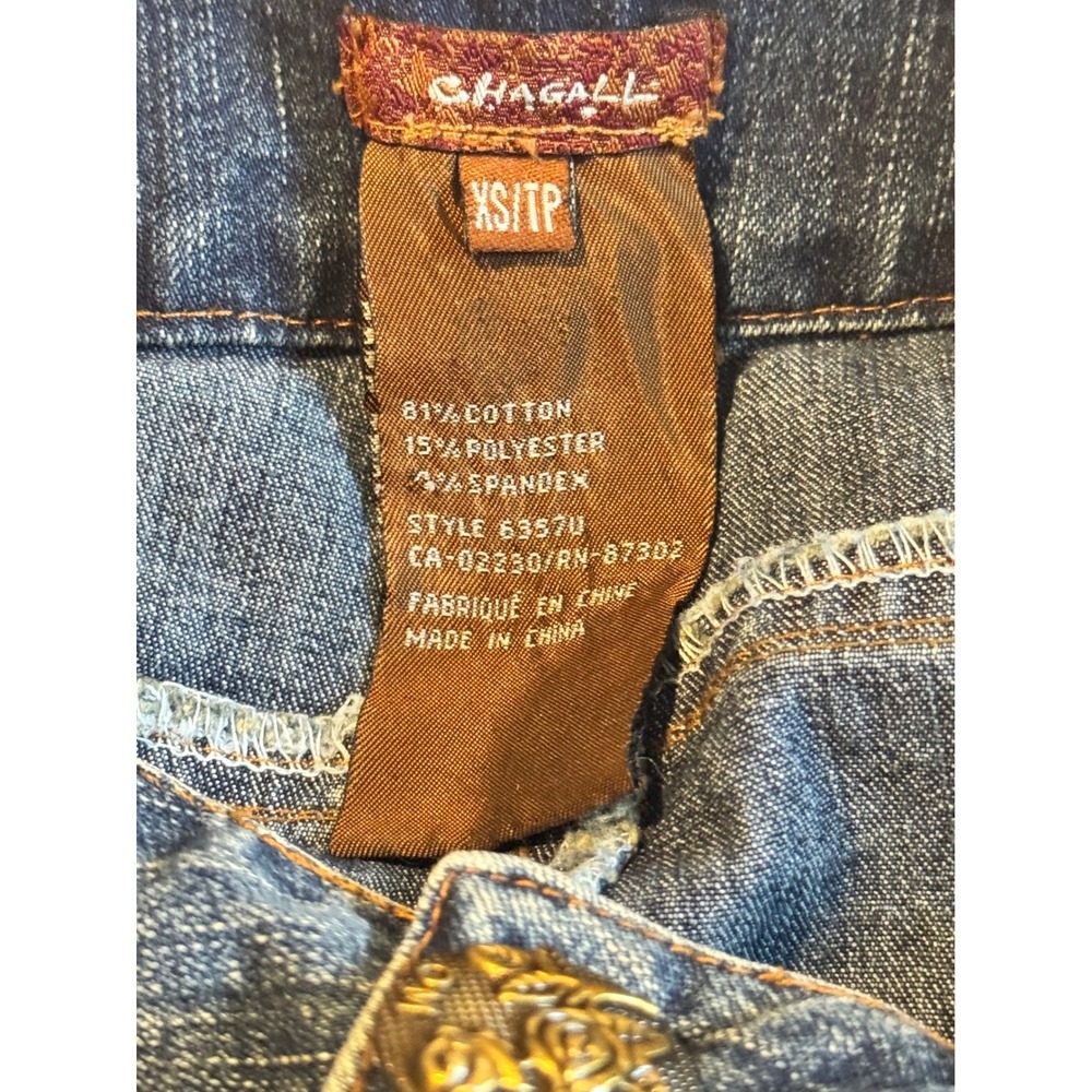 Chagall Y2K Fairycore Grunge Embellished Bootcut Flare Jeans XS Tall & Crop Top - Picture 9 of 9